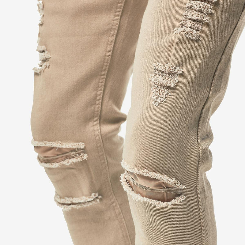 Copper Rivet Ripped Denim (Beige) 913211 - Fresh N Fitted Inc