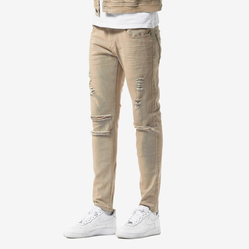 Copper Rivet Ripped Denim (Beige) 913211 - Fresh N Fitted Inc