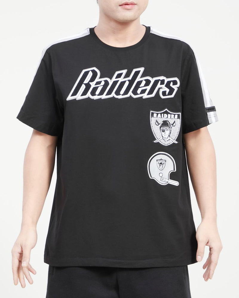 Pro Standard Las Vegas Raiders Retro Classic Striped T-Shirt (Black/Grey) FOR143566 - Fresh N Fitted Inc