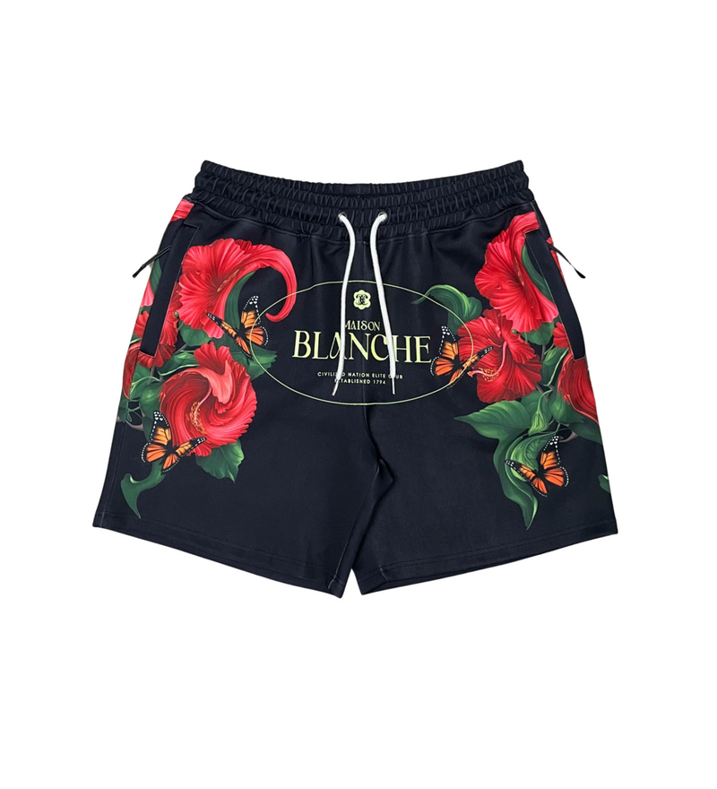 Civilized 'Butterfly Roses' Shorts (Black) CV5423 - Fresh N Fitted Inc