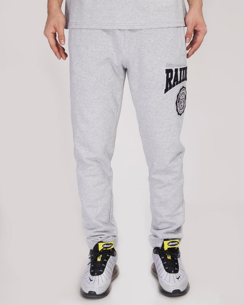 Pro Standard 'Las Vegas Raiders Crest Emblem RIB FLC Sweatpants' Joggers (Heather Grey/Black) FOR445439 - Fresh N Fitted Inc