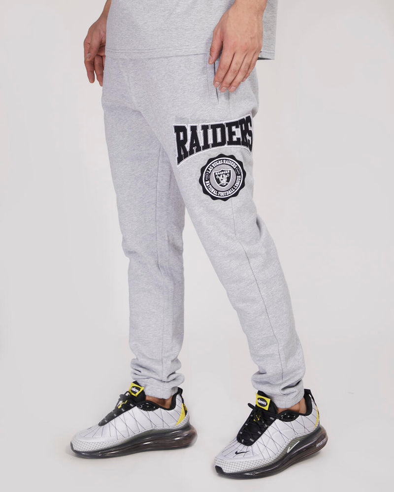 Pro Standard 'Las Vegas Raiders Crest Emblem RIB FLC Sweatpants' Joggers (Heather Grey/Black) FOR445439 - Fresh N Fitted Inc