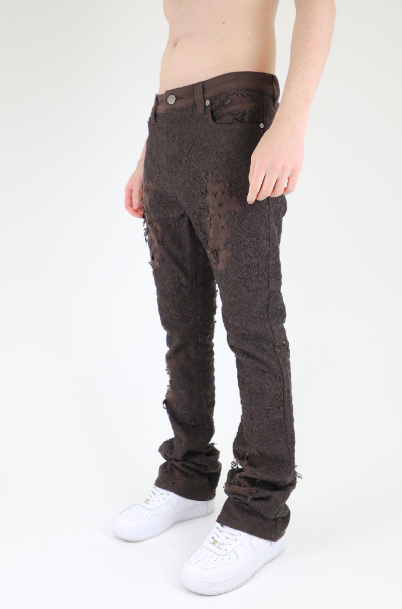 Armor Jeans Lace Stacked Denim (Brown) - Fresh N Fitted Inc