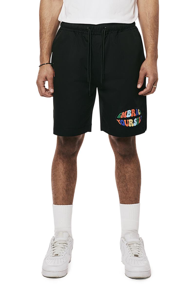 Smoke Rise 'Graphic' Twill Shorts (Black) JS24399 - FRESH N FITTED-2 INC