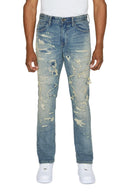 Smoke Rise 'Heavy Distressed' Denim (Lisbon Blue) JP23517 - FRESH N FITTED