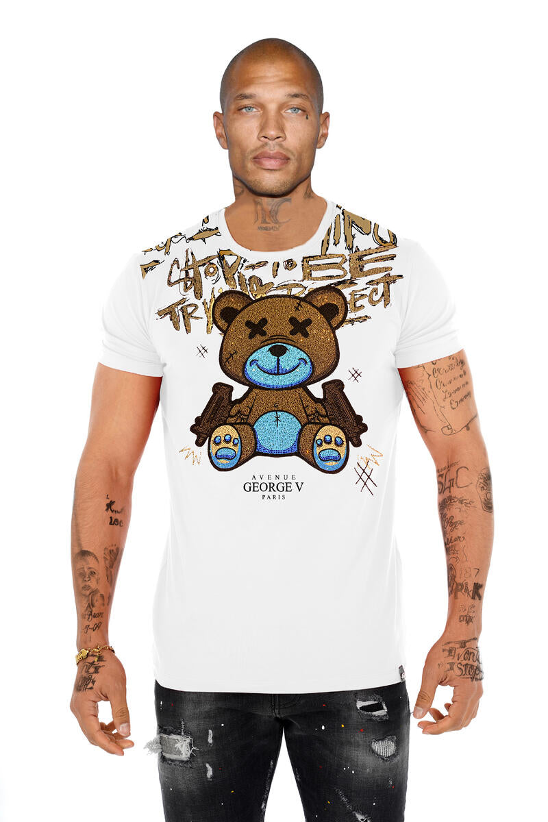 George V 'Uzi Bear' Tee (White) GV-S2704 - FRESH N FITTED-2 INC