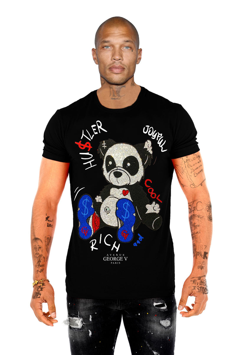 George V 'Hustler Bear' Tee (Black) GV-S2751 - FRESH N FITTED-2 INC