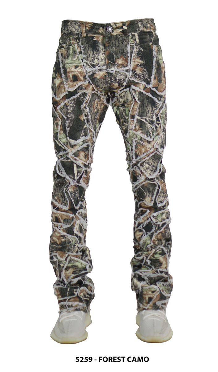 Focus "Patch" Stacked Camo Denim (Forest Camo) 5259C