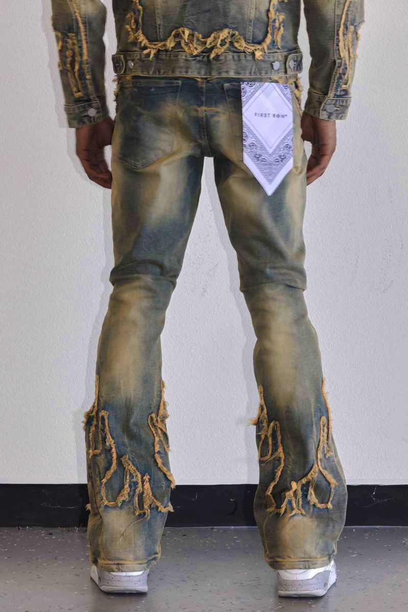 First Row 'Western' Stacked Denim (Medium Stone)