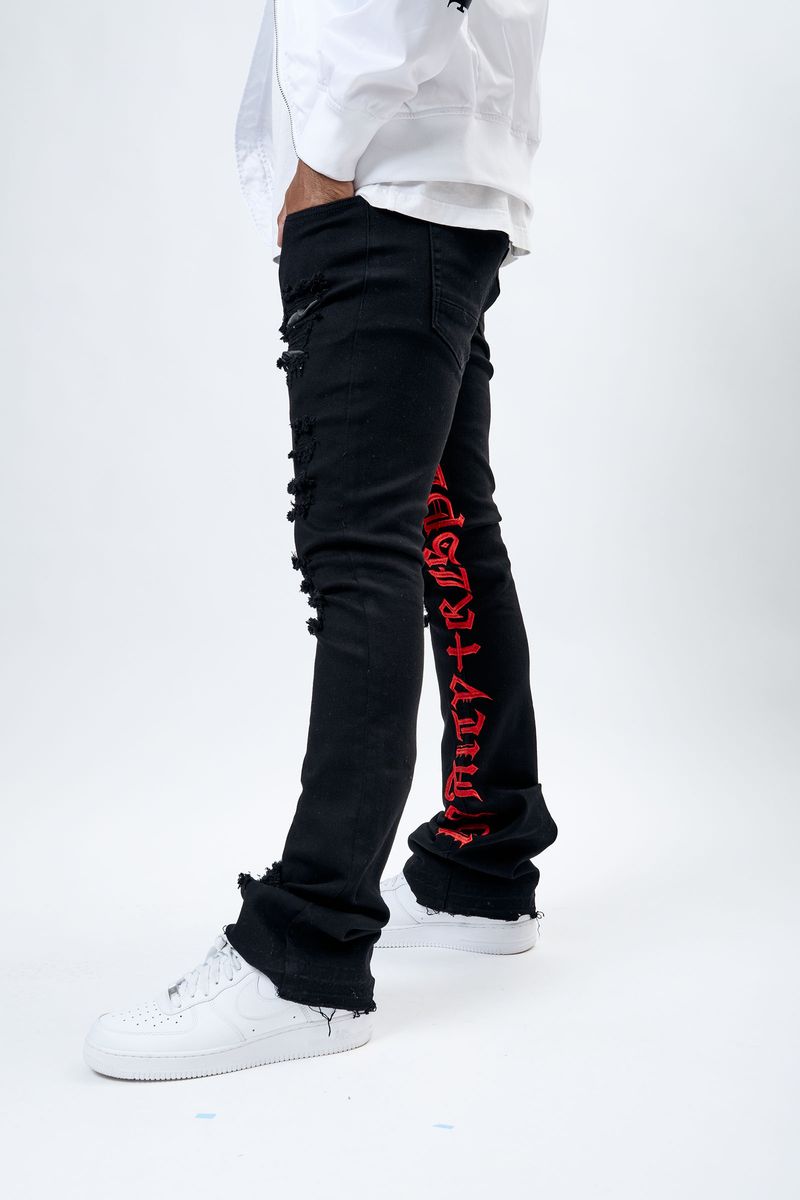 Bleecker & Mercer 'Gothic Letters' Stacked Denim (Jet Black)