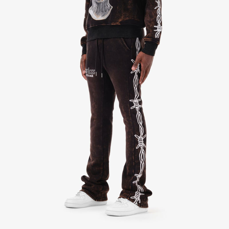 Copper Rivet 'Heartless' Stacked Sweat Pants (Black/Bleached) 431585