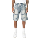 Smoke Rise 'Distressed Rip & Repair' Denim Shorts (Iso Blue) JS25222 - FRESH N FITTED