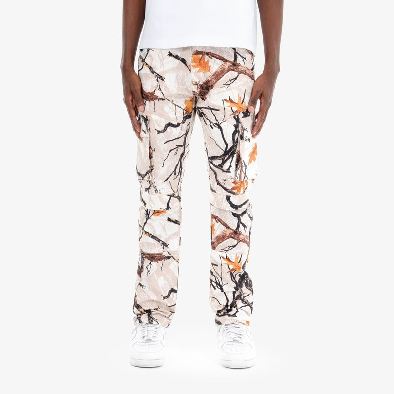 Copper Rivet 'Ripstop' Slim Straight Cargo Pants (White Camo) 413265 - FRESH N FITTED