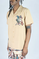 Rebel Minds 'Rebel Life' Camp T-Shirt (Beige) 151-731 - FRESH N FITTED