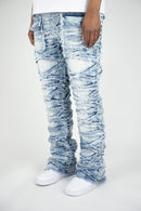 Roar Denim 'X Fray' Stacked Flare Denim (Lt.Blue) G52-641
