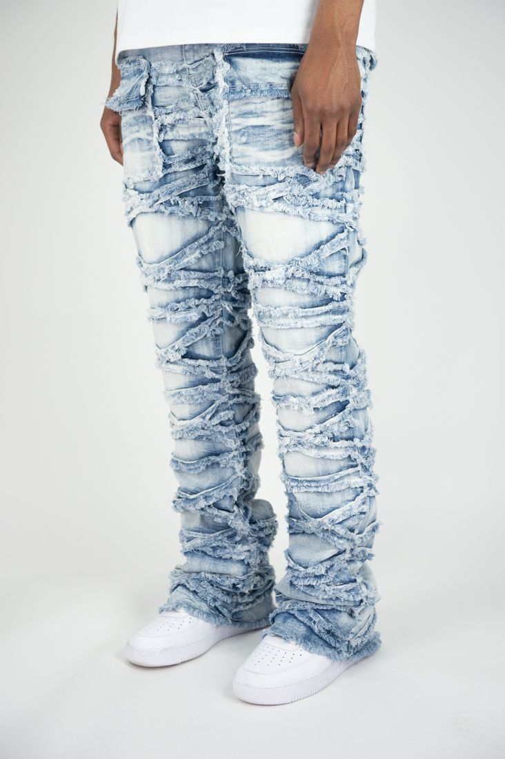 Roar Denim 'X Fray' Stacked Flare Denim (Lt.Blue) G52-641