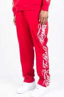 Rebel Minds 'Blessed' Fleece Sweatpants (Red) 152-411 - FRESH N FITTED