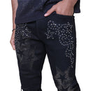 Smoke Rise 'Fashion' Rhinestone Stacked Flare Denim (Glow Black) JP25630 - FRESH N FITTED