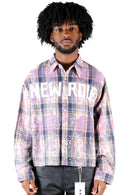 Kleep Mens Cropped Long Sleeve Heavy Flannel Shircket (Lavender) KW-5320 - FRESH N FITTED