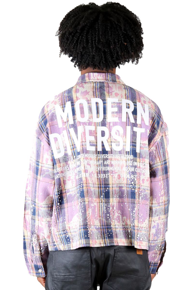 Kleep Mens Cropped Long Sleeve Heavy Flannel Shircket (Lavender) KW-5320 - FRESH N FITTED