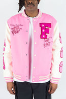 Rebel Minds 'Live And Love' Melton Varsity Jacket (Pink) 152-560 - FRESH N FITTED