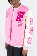 Rebel Minds 'Live And Love' Melton Varsity Jacket (Pink) 152-560 - FRESH N FITTED