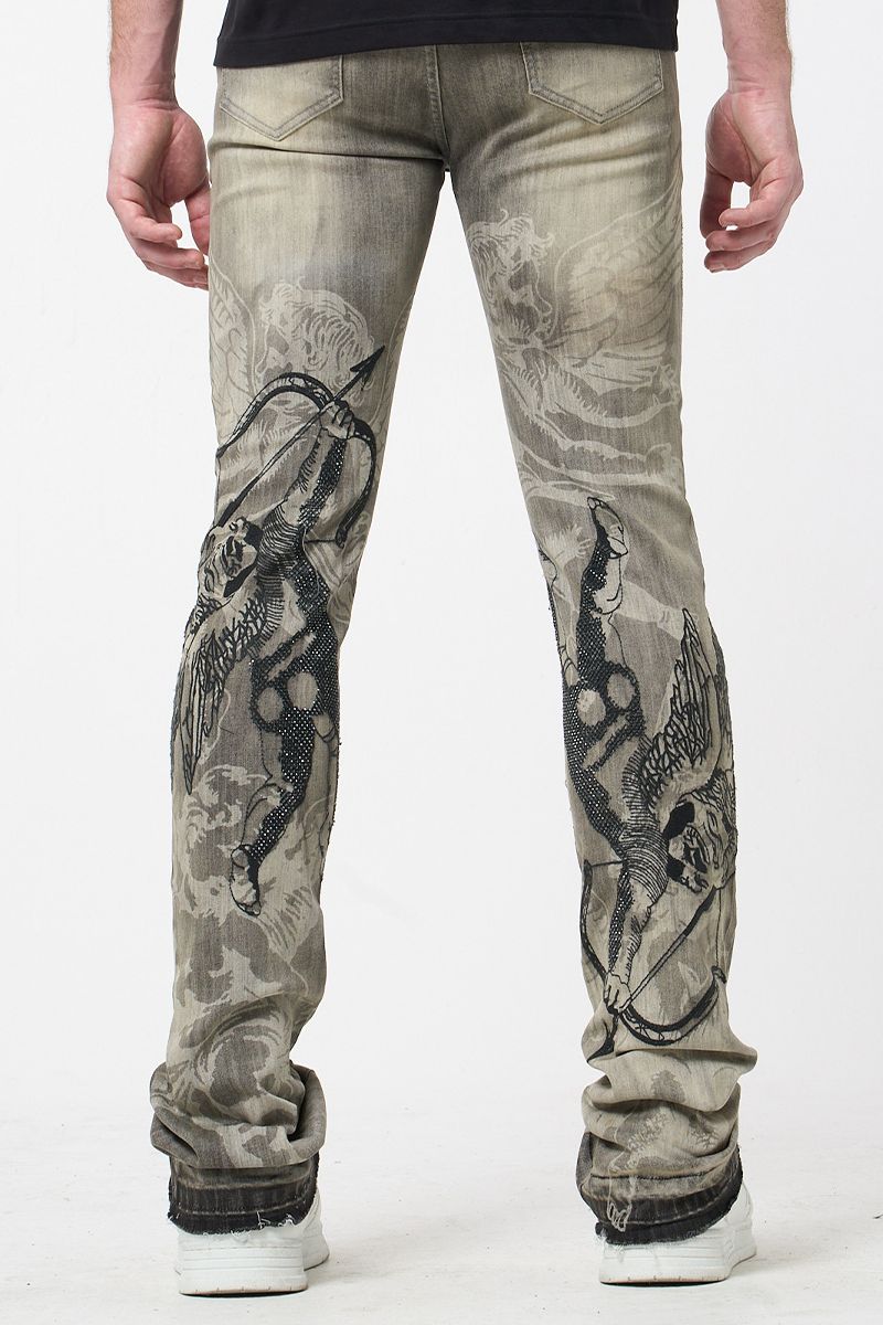 Waimea 'Cupid' Stacked Rhinestone Denim (Ant. Grey) M8567D - FRESH N FITTED