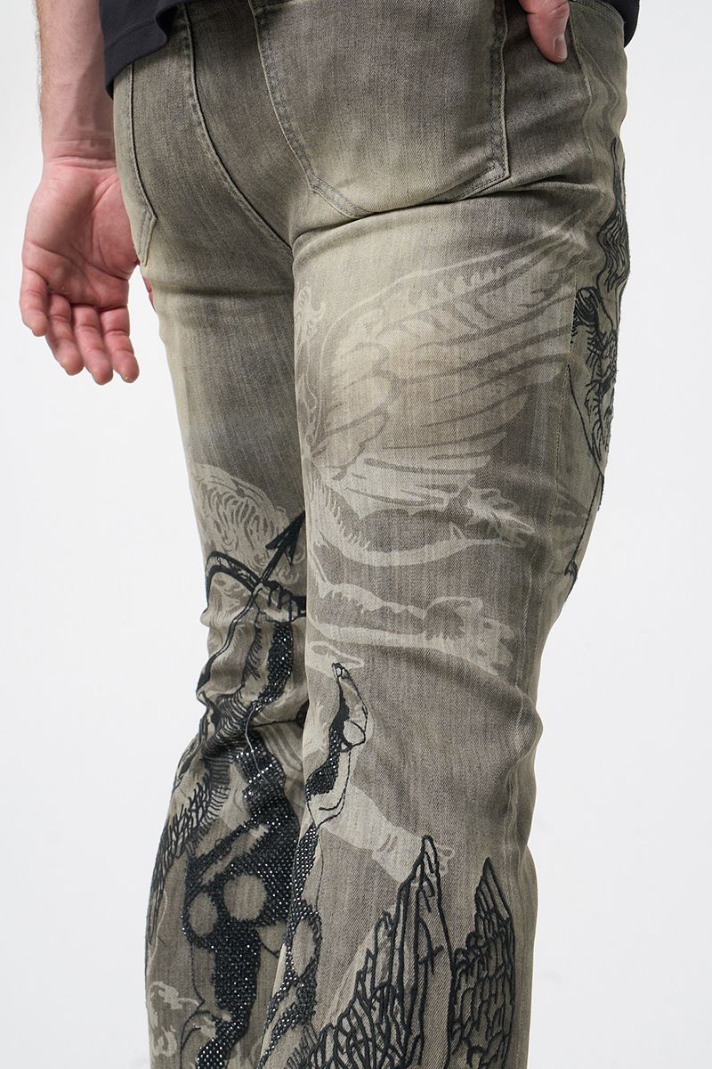 Waimea 'Cupid' Stacked Rhinestone Denim (Ant. Grey) M8567D - FRESH N FITTED