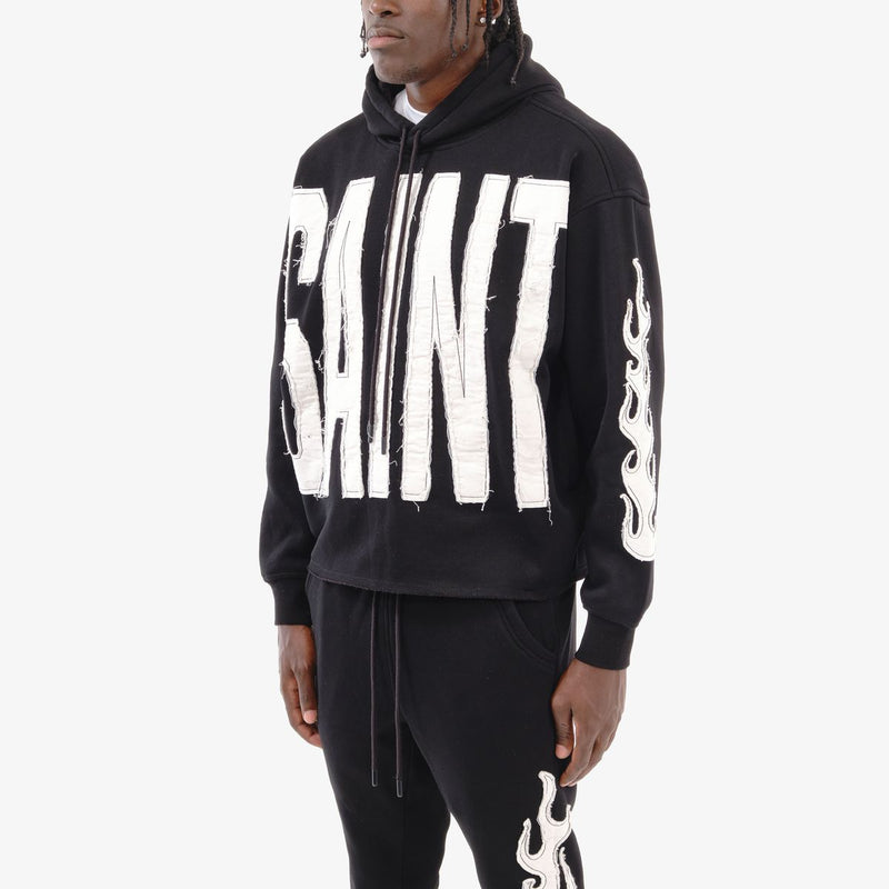 Copper Rivet 'Saint' Cropped Hoodie (Black) 531082 - FRESH N FITTED