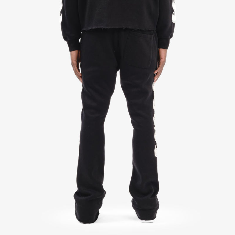 Copper Rivet 'Flame' Stacked Sweat Pants (Black) 511536 - FRESH N FITTED