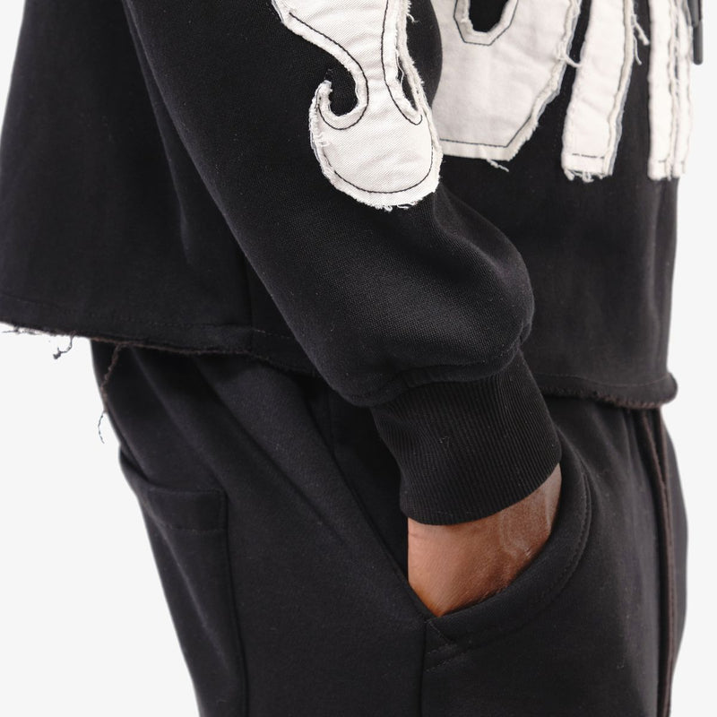 Copper Rivet 'Saint' Cropped Hoodie (Black) 531082 - FRESH N FITTED