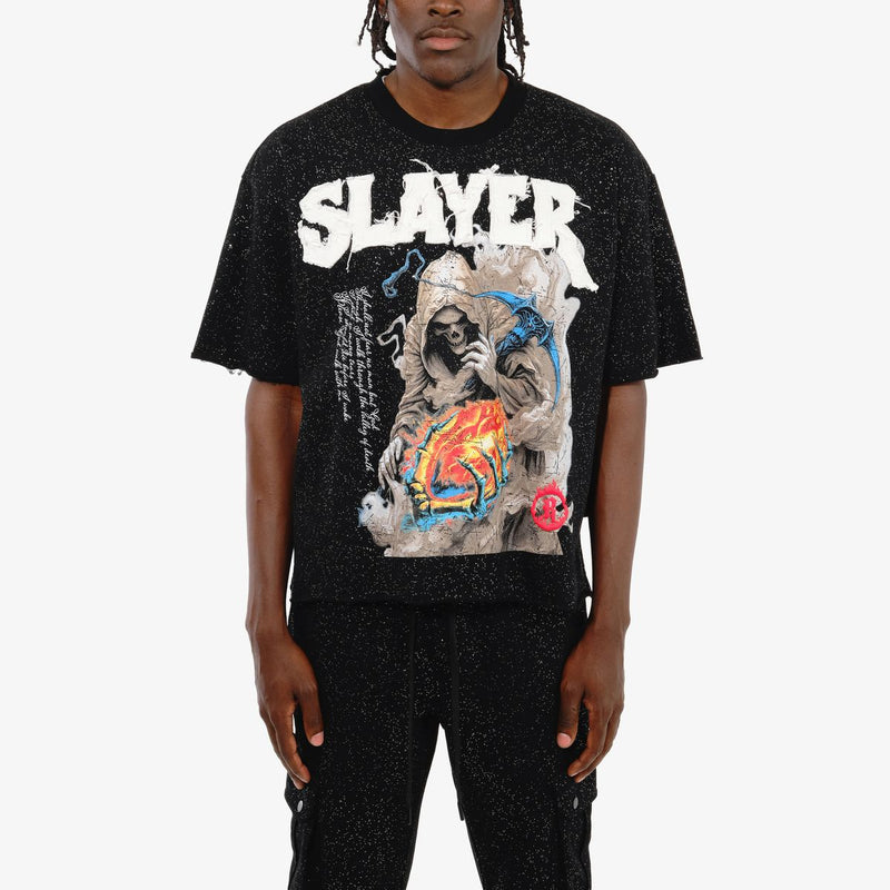 VOYAGE STUDIO 'Slayer' Cropped T-Shirt (Black) 53T02 - FRESH N FITTED