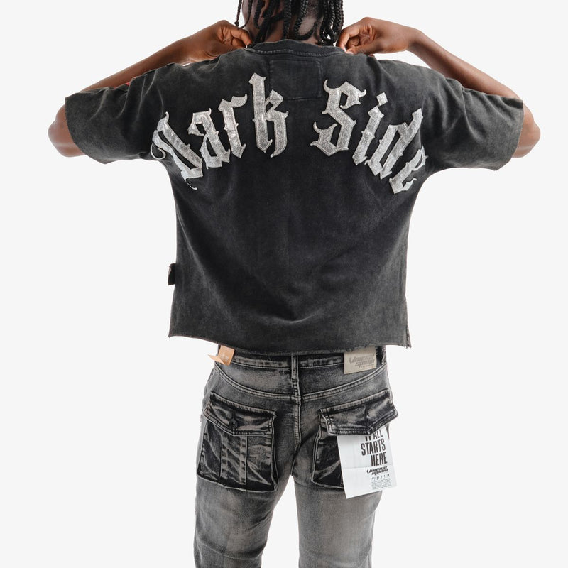 VOYAGE STUDIO 'Dark Side' Cropped T-Shirt (Black) 51T16 - FRESH N FITTED