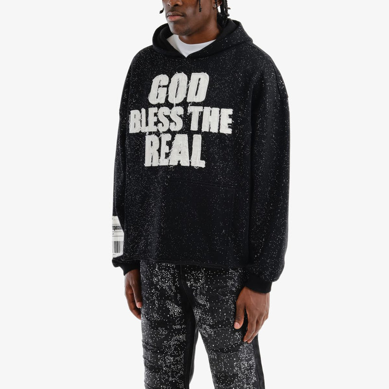 VOYAGE STUDIO 'God Bless The Real' Cropped Hoodie (Black) 53J13 - FRESH N FITTED