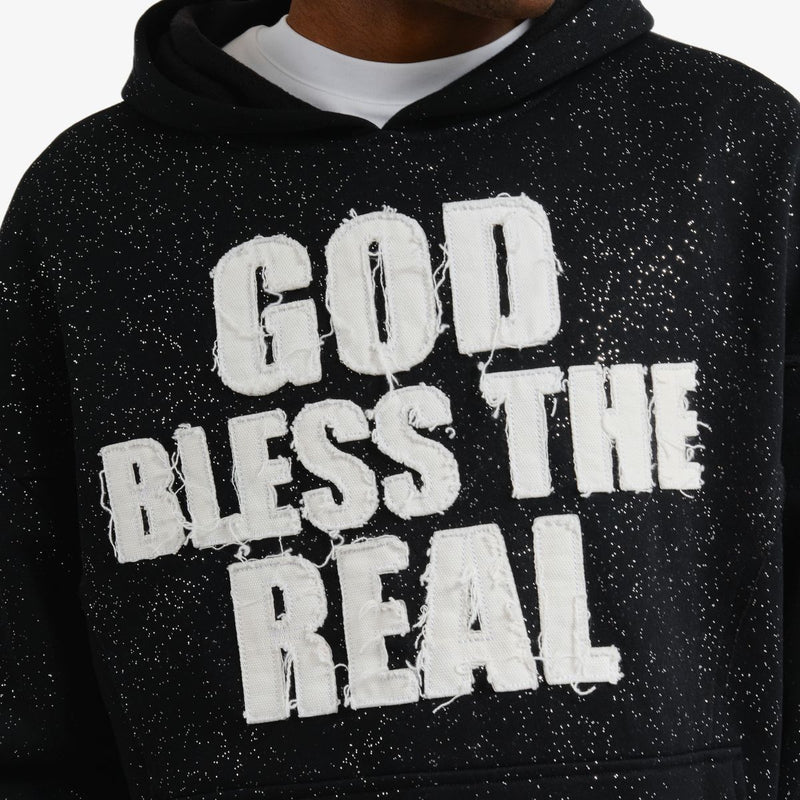 VOYAGE STUDIO 'God Bless The Real' Cropped Hoodie (Black) 53J13 - FRESH N FITTED