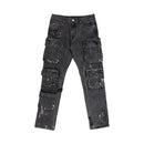 First Row 'Stud' Cargo Slim Fit Denim (Black) FRP3131 - FRESH N FITTED