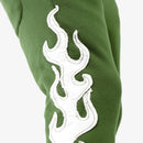 Copper Rivet Flame Stacked Sweat Pants (Olive) 511536 patch