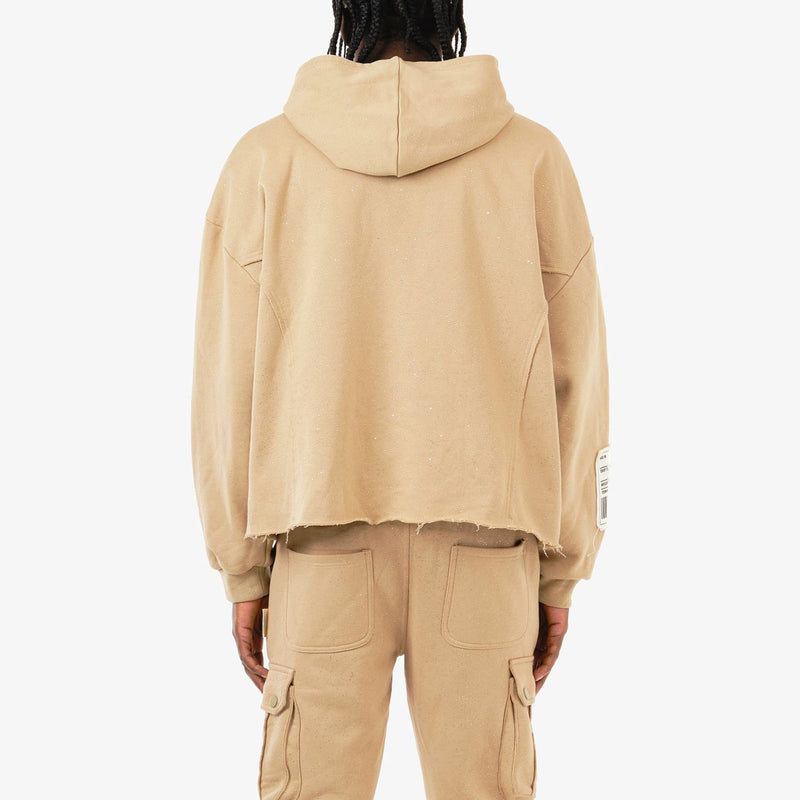 VOYAGE STUDIO 'God Bless The Real' Cropped Hoodie (Khaki) 53J13 - FRESH N FITTED