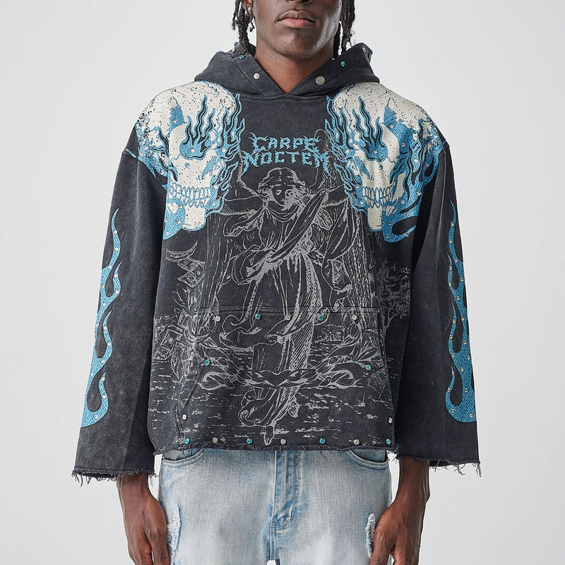 TAKER 'Carpe Noctem' Cropped Hoodie (Black) T5255 - FRESH N FITTED