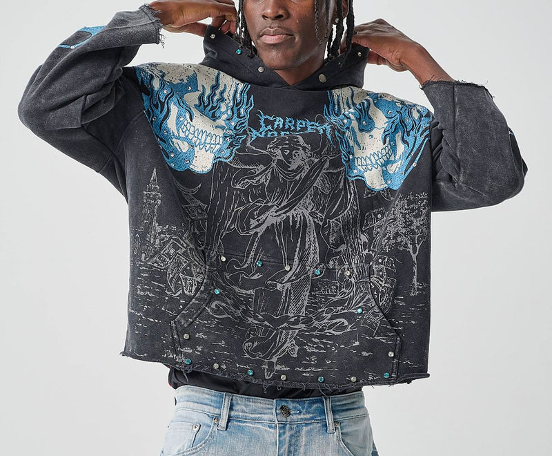 TAKER 'Carpe Noctem' Cropped Hoodie (Black) T5255 - FRESH N FITTED