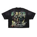 Rare Peace 'No Longer Human (Zombie)' Oversized Rhinestone Cropped T-shirt (Black) RT5059