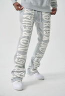 Spark 'No Risk No Reward' Fleece Stacked Sweatpants (H. Gray/White) S5301 - FRESH N FITTED