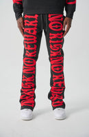Spark 'No Risk No Reward' Fleece Stacked Sweatpants (Black/Red) S5301 - FRESH N FITTED