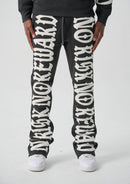 Spark 'No Risk No Reward' Fleece Stacked Sweatpants (Black/White) S5301 - FRESH N FITTED