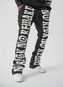 Spark 'No Risk No Reward' Fleece Stacked Sweatpants (Black/White) S5301 - FRESH N FITTED