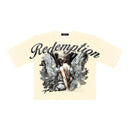 Papercut 'Redemption' Oversized Cropped T-Shirt (Ivory) - FRESH N FITTED