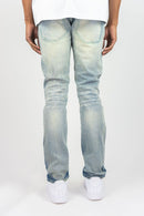 Lt Sand Blue slim straight fit jeans. By Fresh N Fitted.