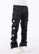 Guapi 'Black Cross Buckle' Stacked Premium Denim