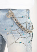 Guapi 'Aqua Blue Spider' Stacked Premium Denim