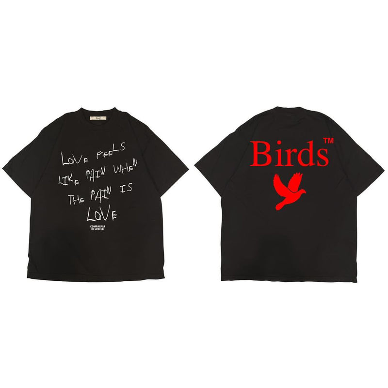 Birds "Love Feels Like Pain" Black Ultra-Premium Oversized S/S Box T-Shirt - Fresh N Fitted Inc
